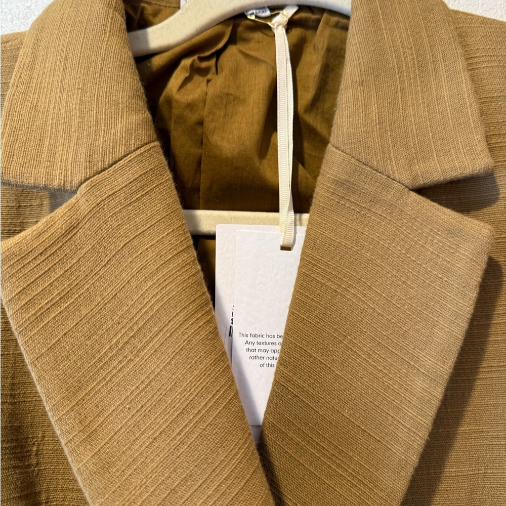 Elegant Tan Belted Blazer Dress - Picture 3 of 6